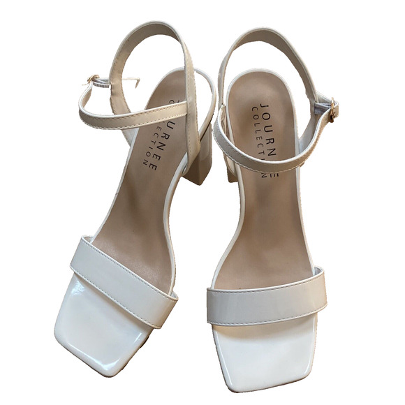 Journey Collection Tivona Sandals Creamy White Patent High Heels Shoes US Size 8 - Picture 2 of 11